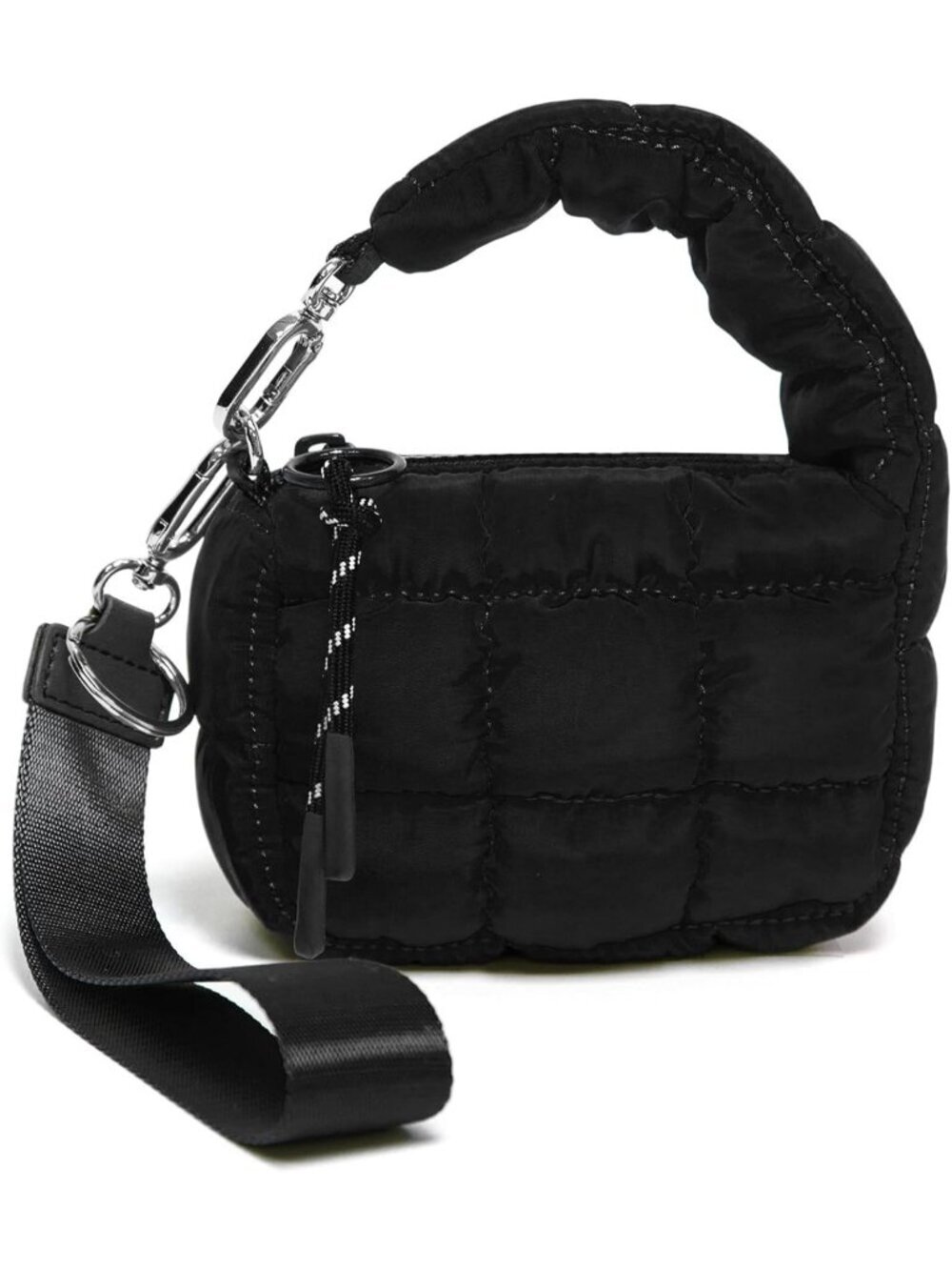 Women's 01 Black Zipper Mini Quilted Tote Wristlet Wristlet Cute Crossbody Bag